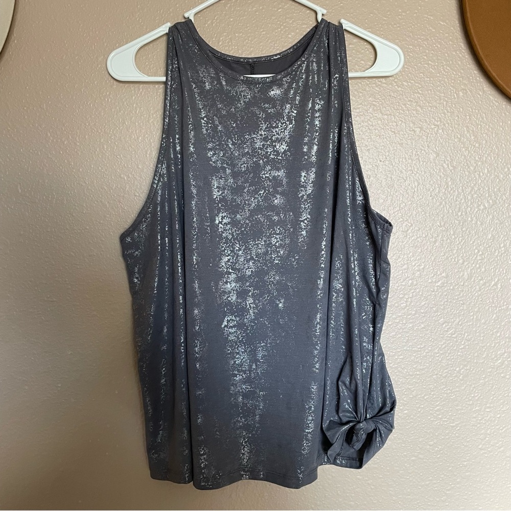 all in motion Metallic Gray Sleeveless Tank with Side Knot